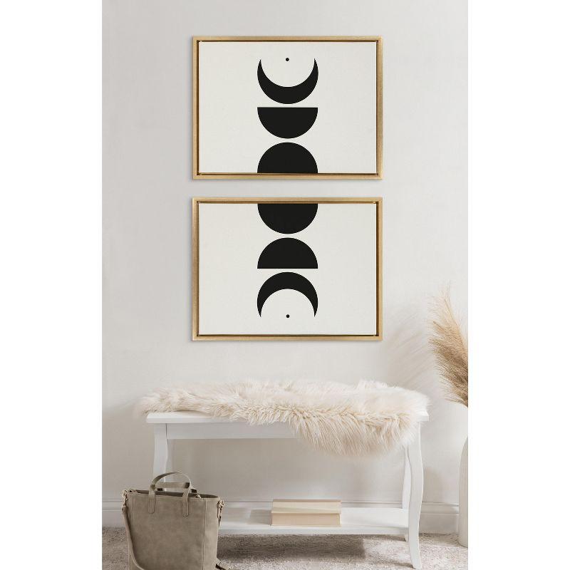 Kate and Laurel Sylvie Modern Geometric Moon Phases Framed Canvas Set by The Creative Bunch Studio