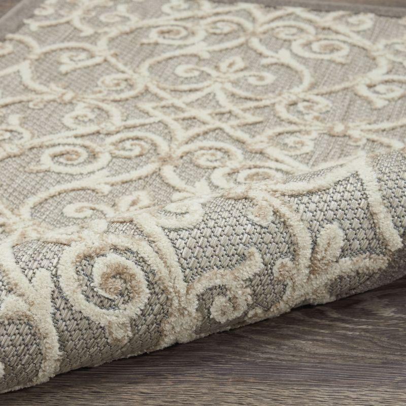 Nourison Aloha Contemporary Scroll Flatweave High-Low Indoor Outdoor Area Rug Natural 3'6" x 5'6"