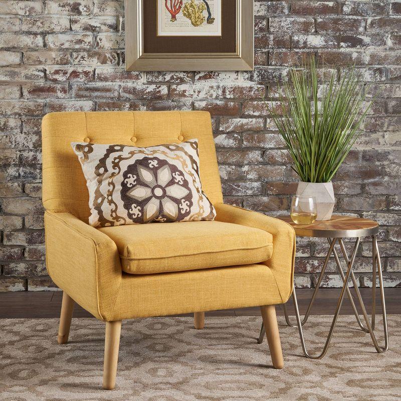 Christopher Knight Home Eilidh Mid Century Tufted Accent Chair Muted Yellow: Polyester Upholstery, Hardwood Frame