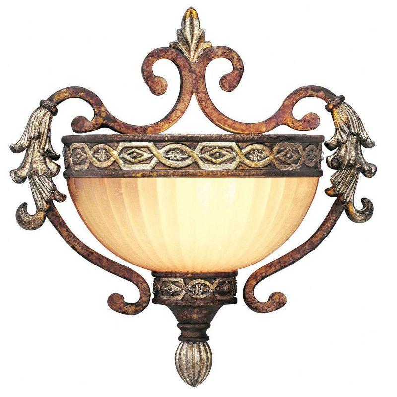 Palacial Bronze Gilded 1-Light Sconce with Gold Dusted Art Glass