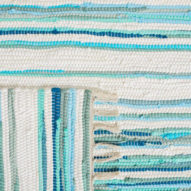 Rag Rug RAR126 Hand Woven Indoor Area Rug - 9'x12' - Ivory/Green - Safavieh