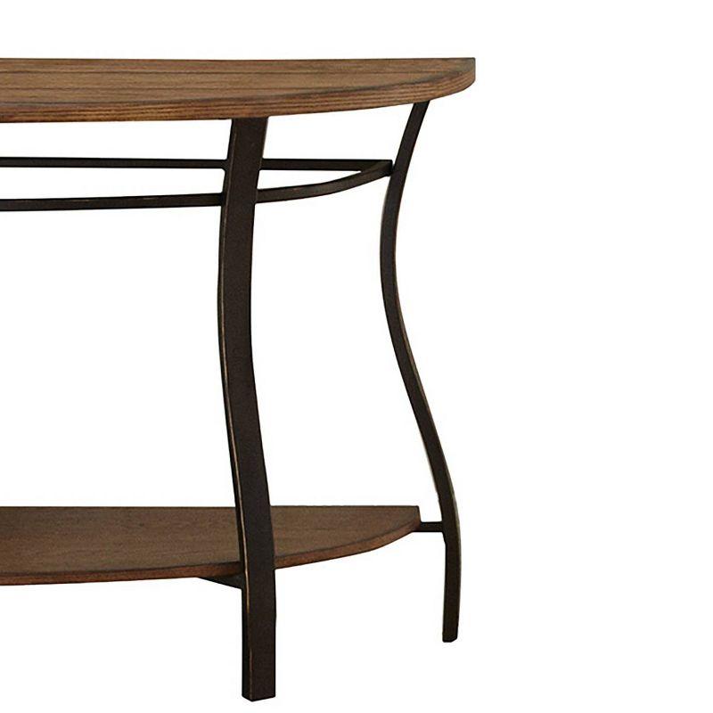 Denise Sofa Table Oak - Steve Silver Co.: Rustic Half Moon Entryway Table with Fixed Shelf