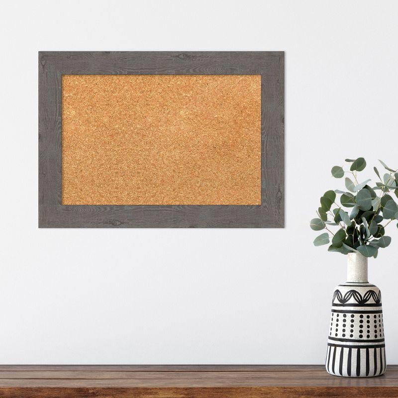 Amanti Art Rustic Plank Narrow Framed Corkboard, Natural Cork