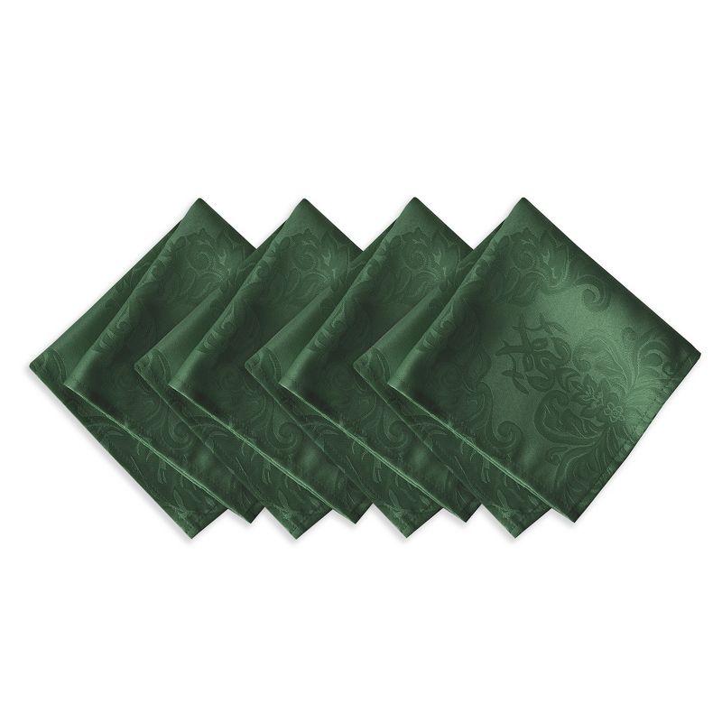 Hunter Green Jacquard Damask Stain Resistant Napkin Set of 4