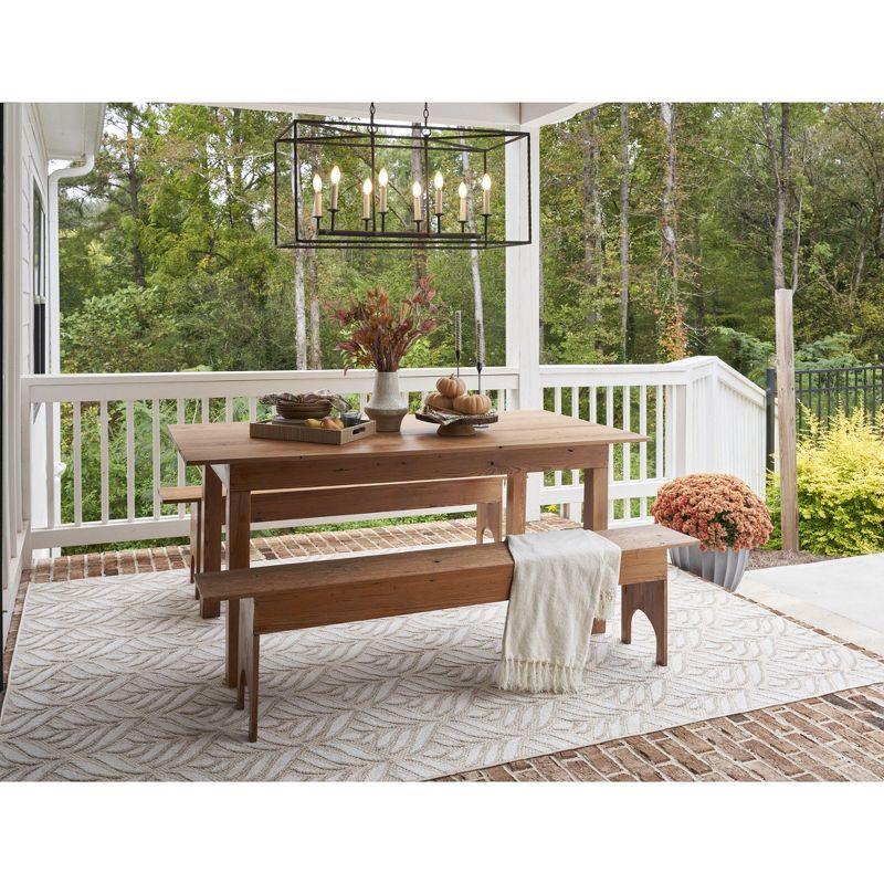 Nourison Aloha Tropical Palm Flatweave High-Low Indoor Outdoor Area Rug Ivory Grey 5'3" x 7'5"