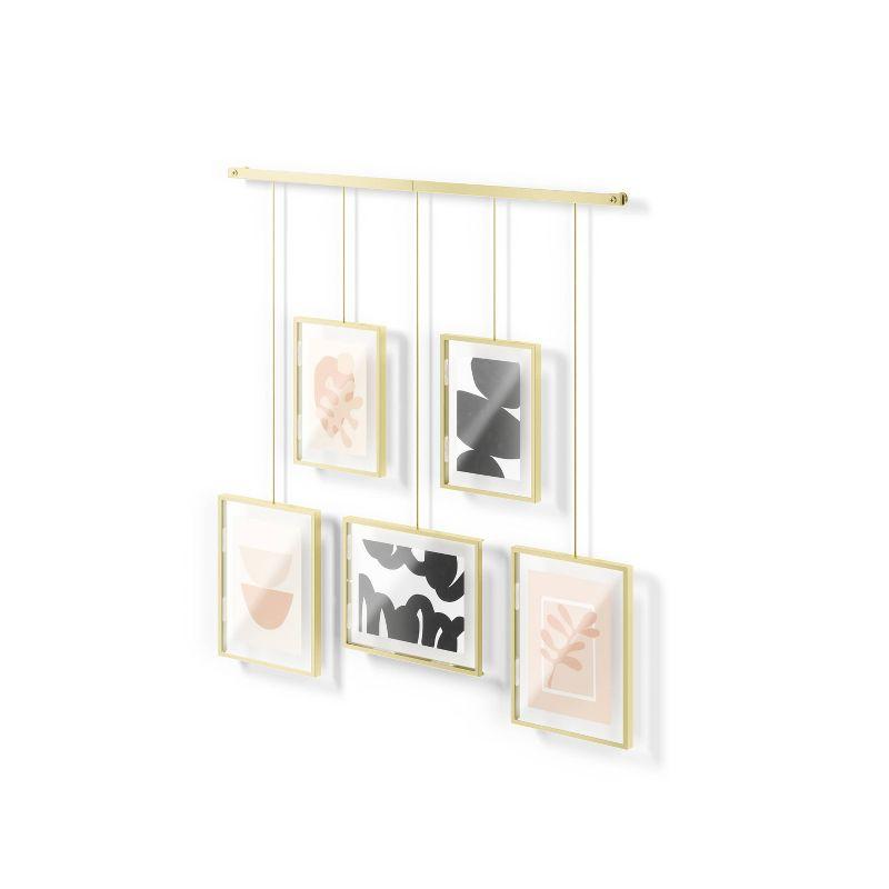 Matte Brass Floating Wall Collage Frame Set, 5-Piece