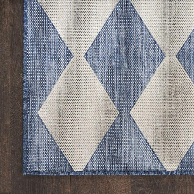 Nourison Positano Retro Diamond Flatweave Indoor Outdoor Low Pile Area Rug Navy Blue 6' x 9'
