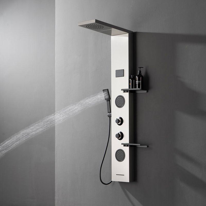 BWE 2-Jet Rainfall Shower Panel System with Rainfall Shower Head, Shelf, STub Spout and LED Light