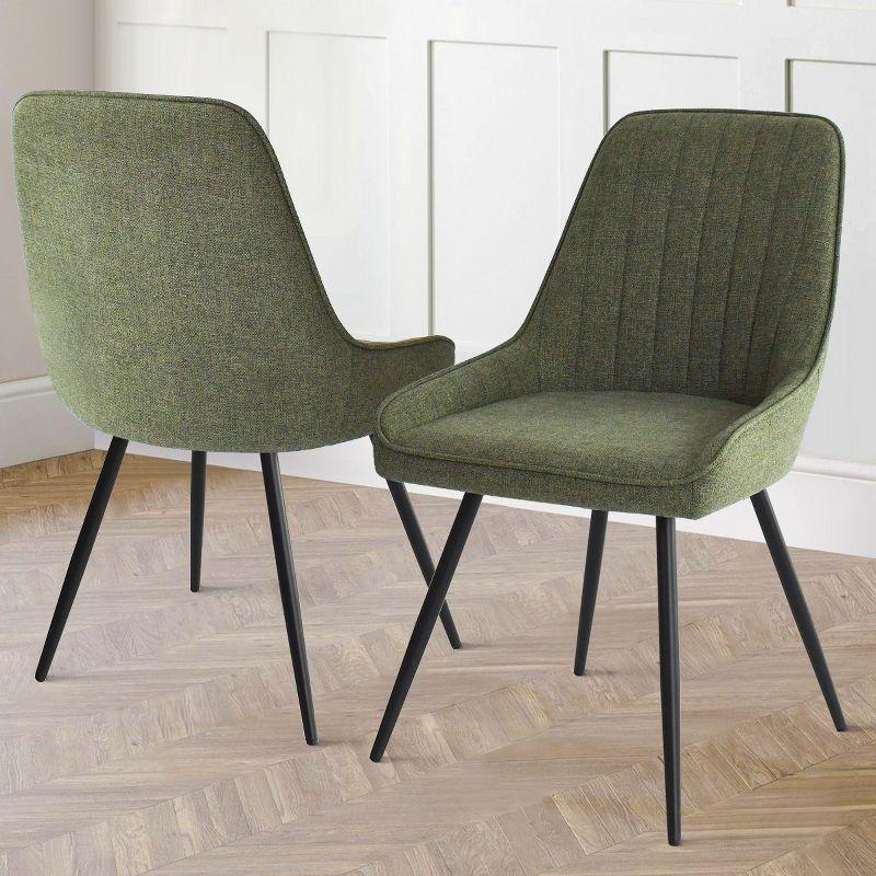 Green Upholstered Faux Leather Arm Chair with Metal Legs