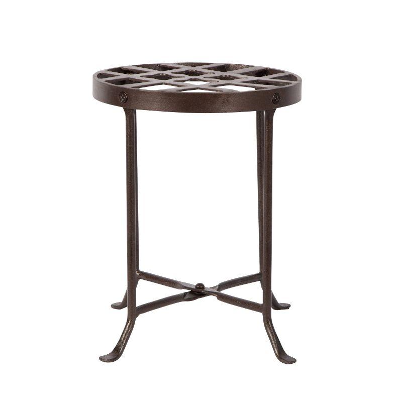 Small Round Iron Table Flowers Plant Stand - ACHLA Designs: Contemporary Freestanding Outdoor Holder, No Assembly Required