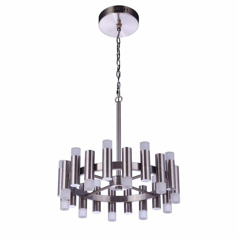 Brushed Polished Nickel 20-Light LED Chandelier with Frosted Glass Shades