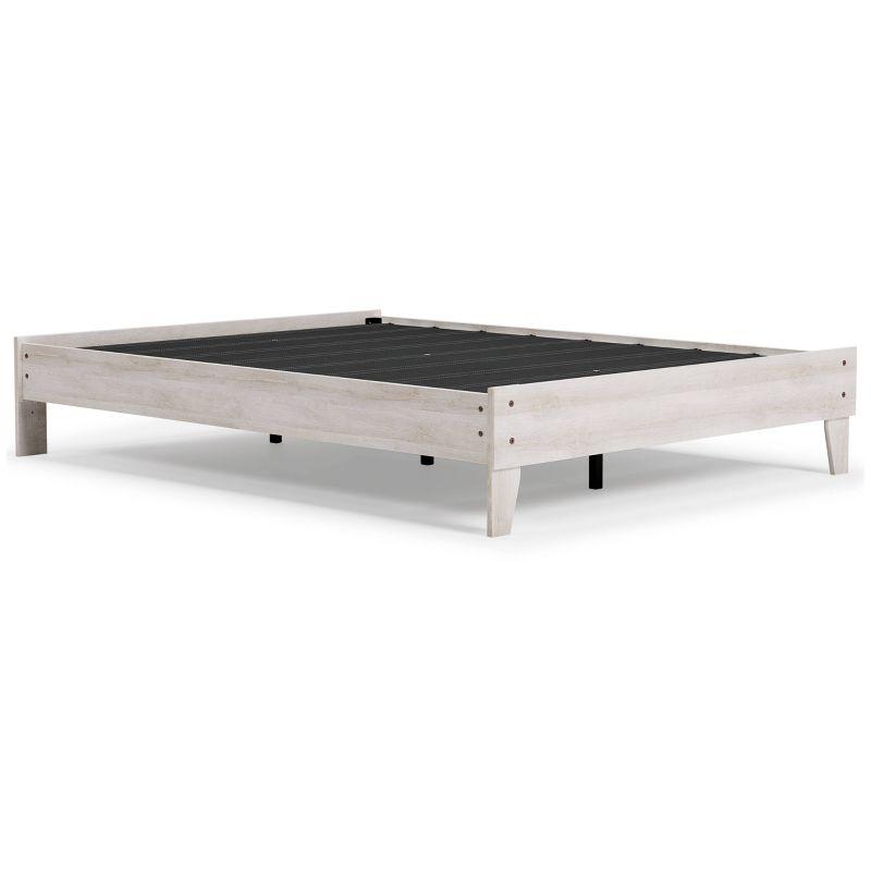 Queen Shawburn Platform Bed White/Dark Charcoal Gray - Signature Design by Ashley: Vintage Casual Style, No Box Spring Required