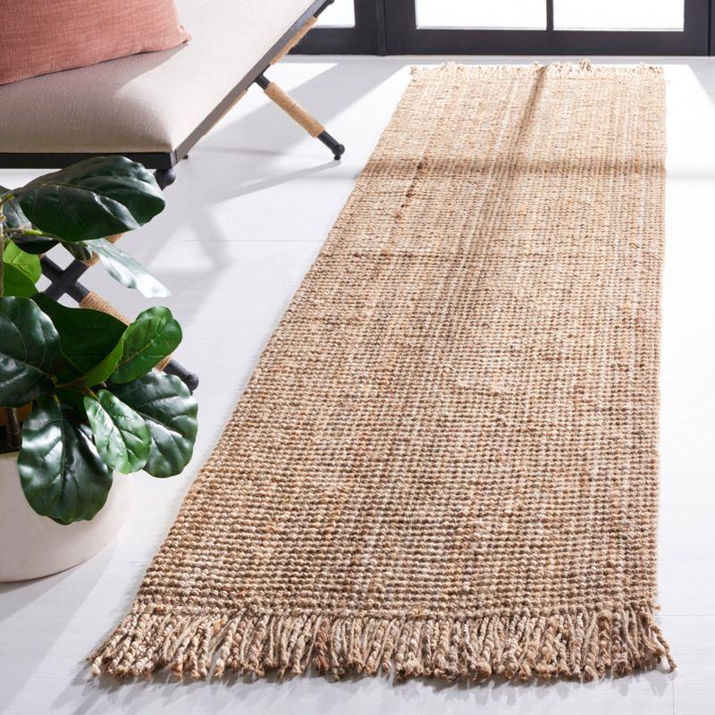 Natural Jute Handwoven Flat Woven Runner Rug with Fringe