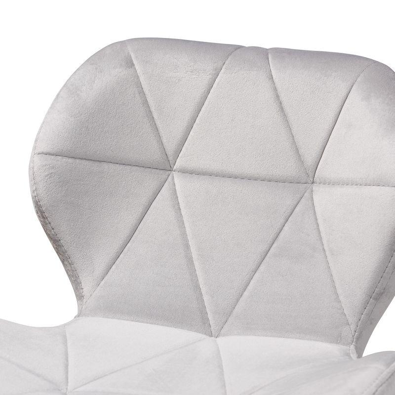 Baxton Studio Savara Contemporary Glam and Luxe Grey Velvet Fabric and Gold Metal Swivel Office Chair