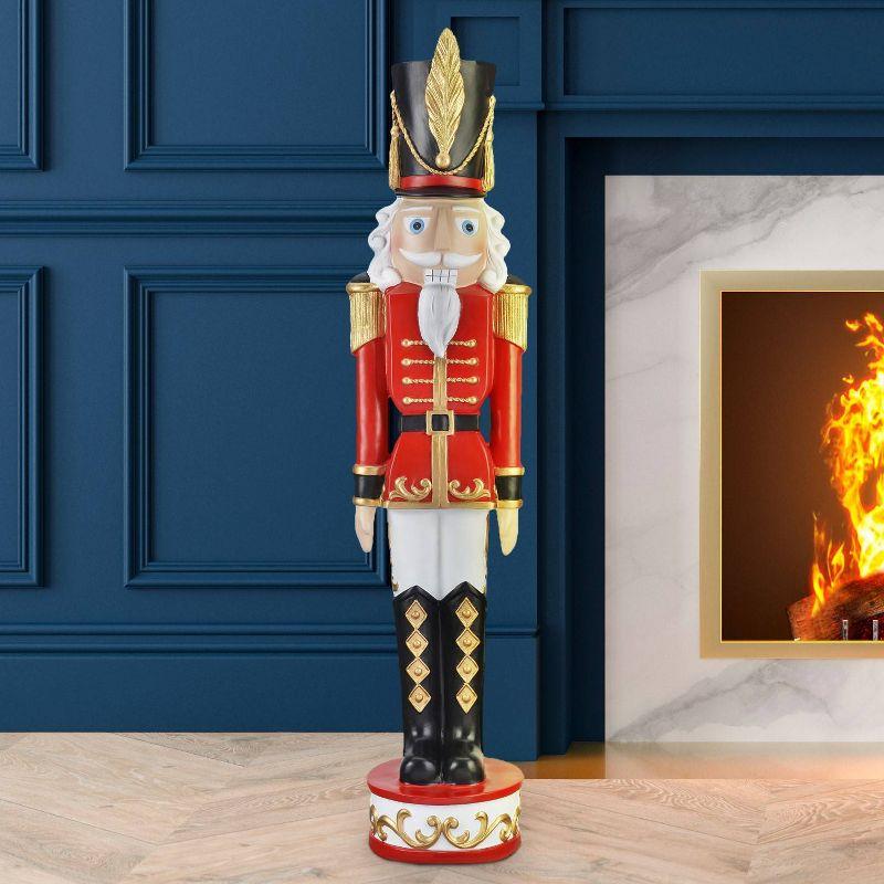 37" Red and Black Resin Christmas Nutcracker Decor