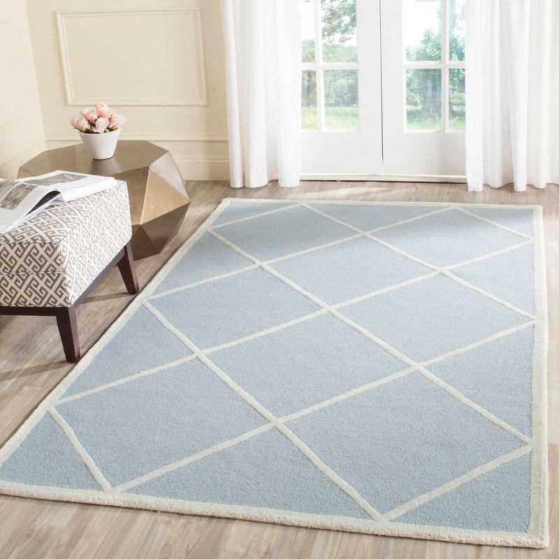 Light Blue/Ivory Hand-Tufted Wool 4' x 6' Area Rug