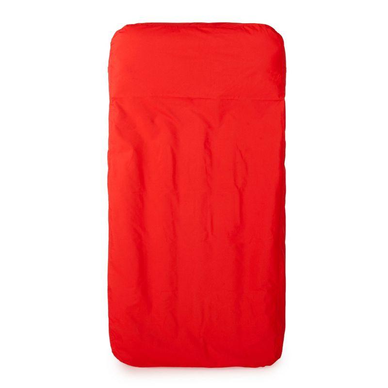 Red Fabric Covered Inflatable Pool Lounger with Adjustable Air Chambers