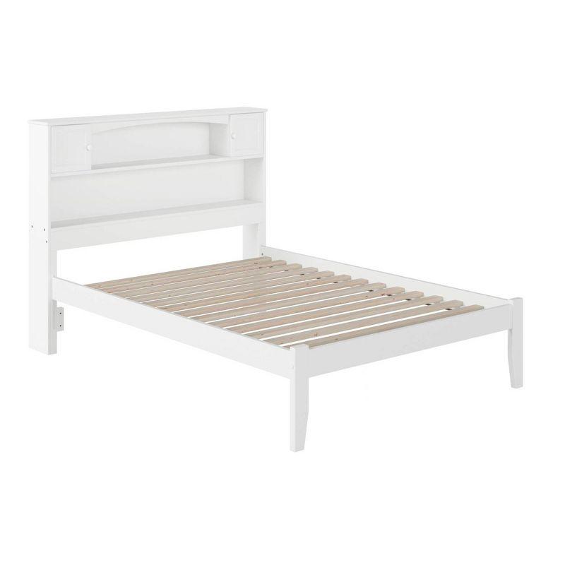 AFI Full Newport Bed with Open Footboard White: Kids' Platform with Bookcase Headboard, No Box Spring Needed