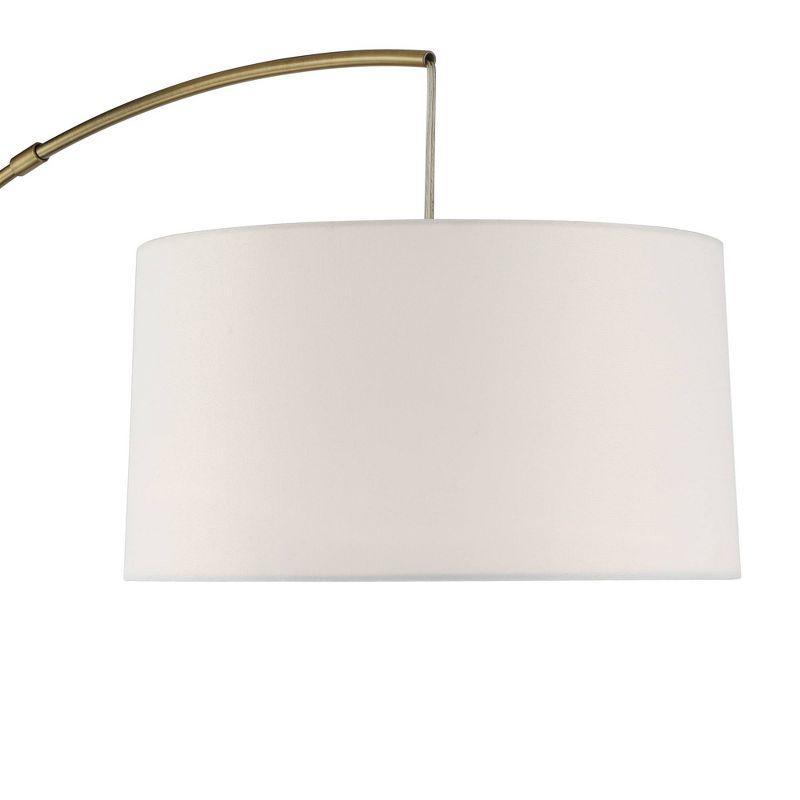 Elegant 72" Brass Arc Floor Lamp with White Linen Shade