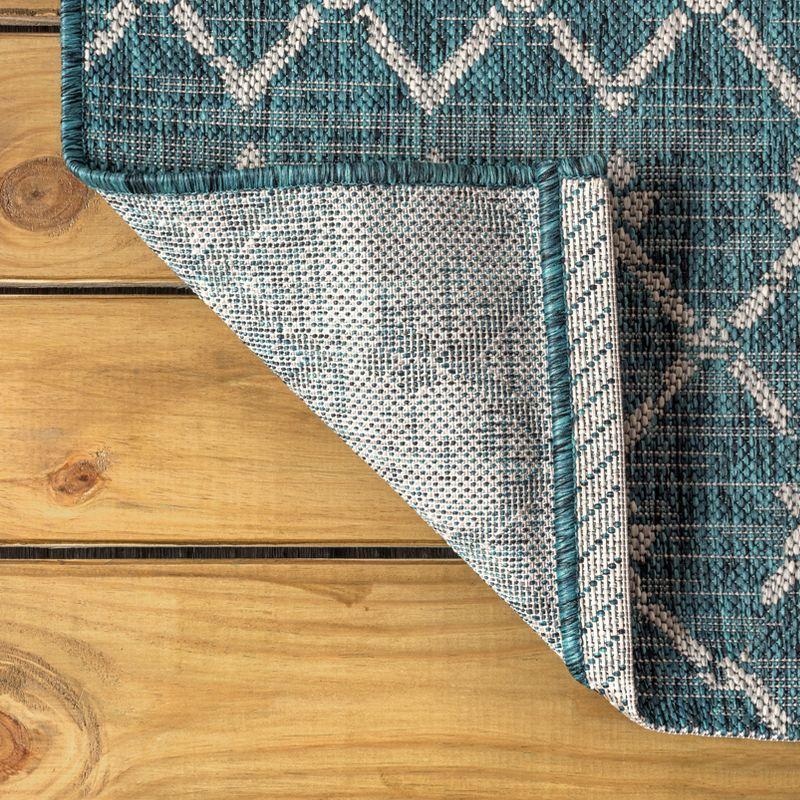 5'x8' Ourika Moroccan Geometric Textured Weave Indoor/Outdoor Area Rug, Teal/Gray - JONATHAN Y