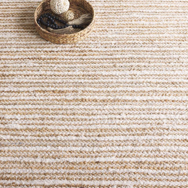 Natural Ivory Handwoven Cotton Striped 4' x 6' Area Rug