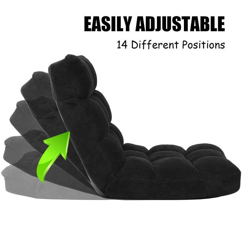 Tangkula Adjustable 14-Position Floor Chair ,Padded Gaming Chair Lazy Recliner Black