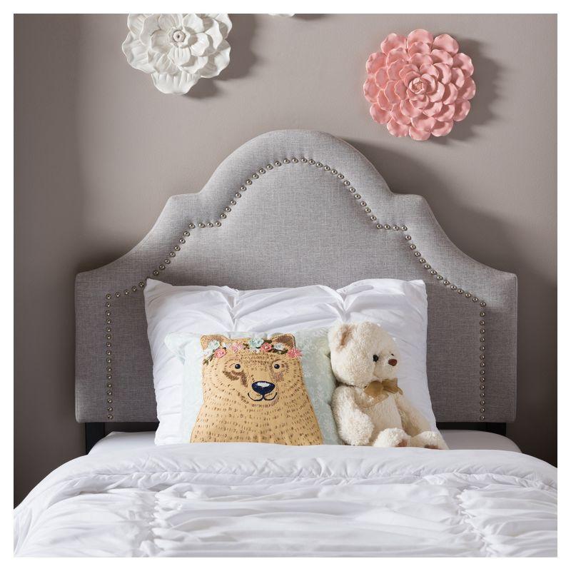 Twin Rita Modern And Contemporary Fabric Upholstered Headboard Grayish Beige - Baxton Studio: Silver Nailhead Trim, Rubberwood Frame