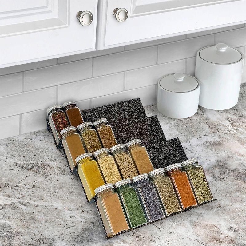 LYNK PROFESSIONAL® Spice Drawer Organizer - Heavy Gauge Steel 4 Tier Spice Rack - Silver Metallic