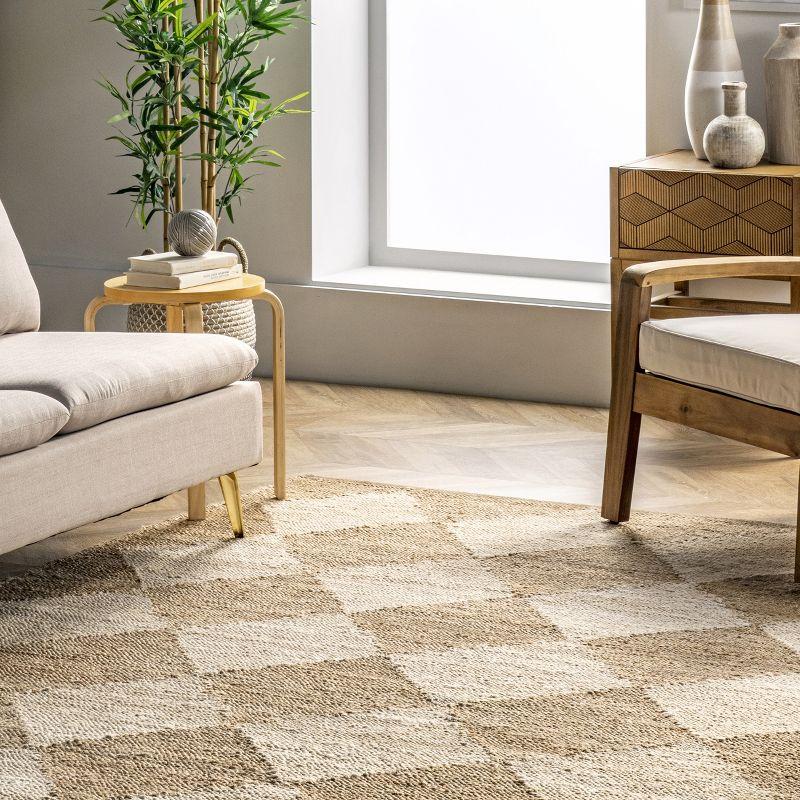 Louie Diamond Checkerboard Natural Jute 5' x 8' Area Rug