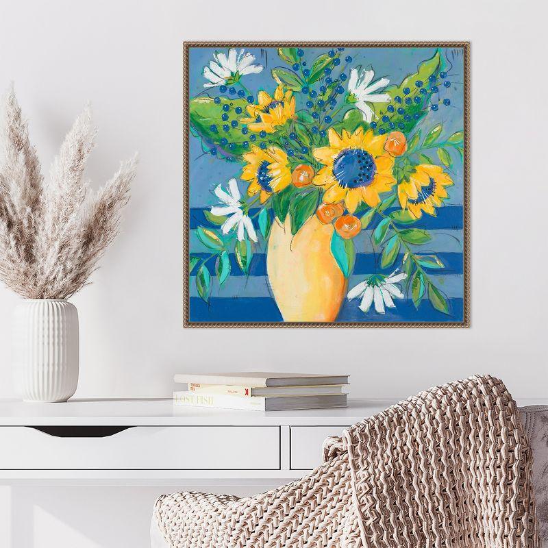 Amanti Art Floral Bursts Among the Blue by Krinlox Framed Canvas Wall Art