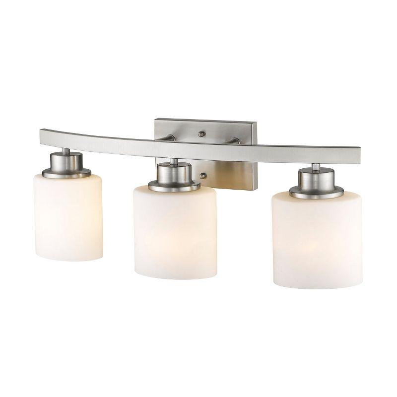 Chloe Lighting Aaliyah Contemporary 3 Light Brushed Nickel Bath Vanity Light Opal White Glass 23" Wide