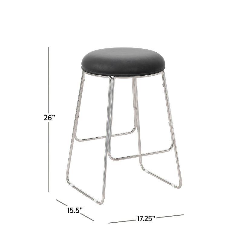 Southlake Backless Metal Counter Height Barstool Chrome/Black Vinyl - Hillsdale Furniture: Round Upholstered Kitchen Stool