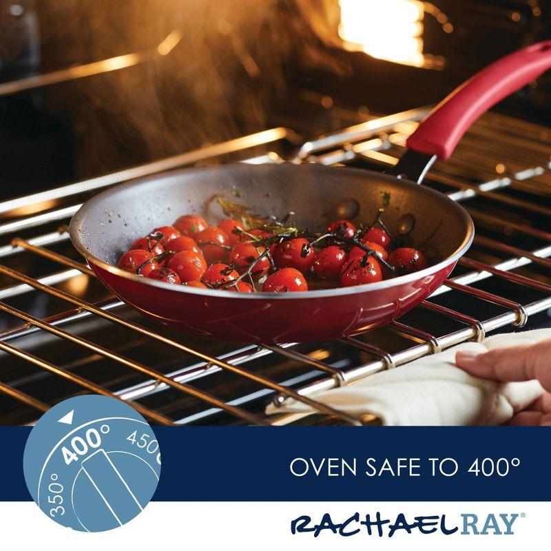 Rachael Ray Cook + Create Aluminum Nonstick Frying Pan 10" Red: Gas & Induction Compatible, Hand Wash, Lifetime Warranty