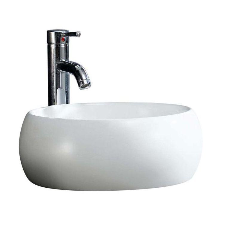 Modern White Ceramic Round Vessel Bathroom Sink