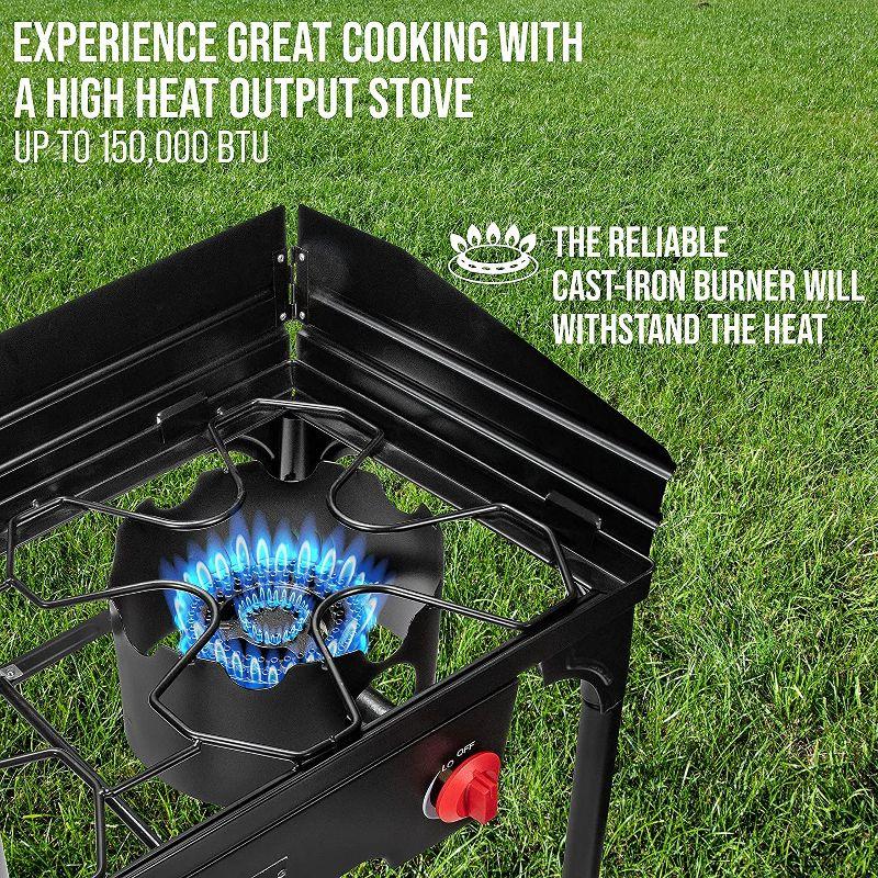 Hike Crew Cast Iron Burner Gas Camping Stove, Portable Stove with Flame Control & More