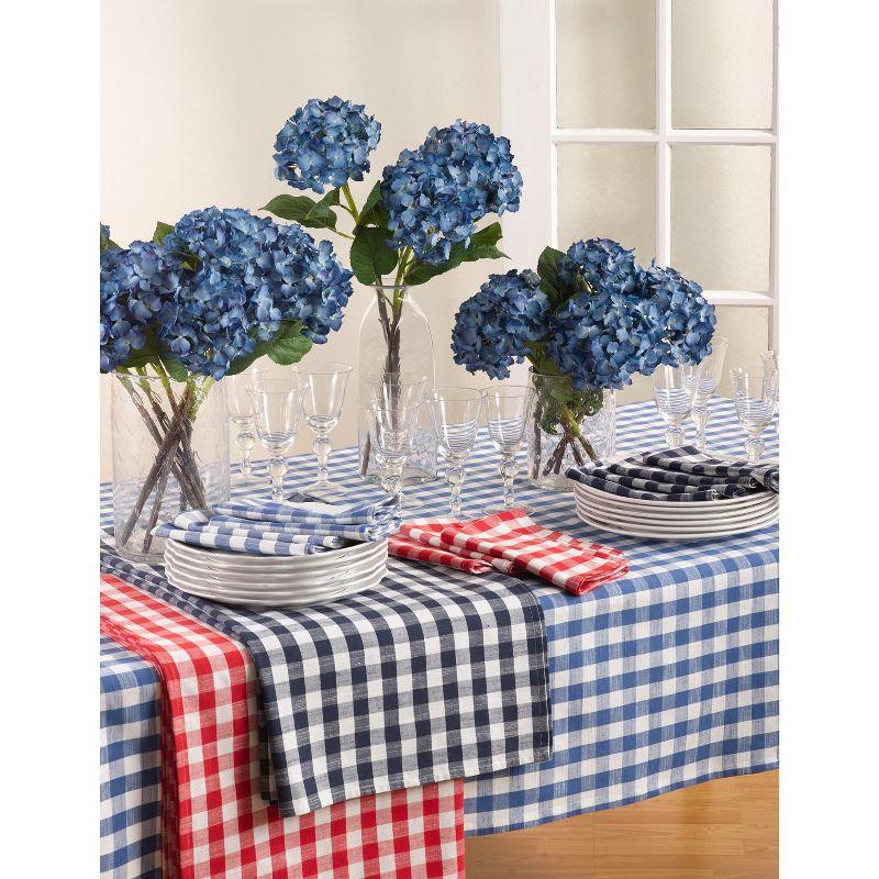 Navy Blue Cotton Gingham Square Tablecloth