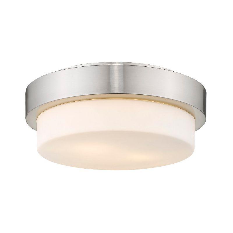 Golden Lighting Multi-Family 11" 2-Light Flush Mount in Pewter with Opal Glass
