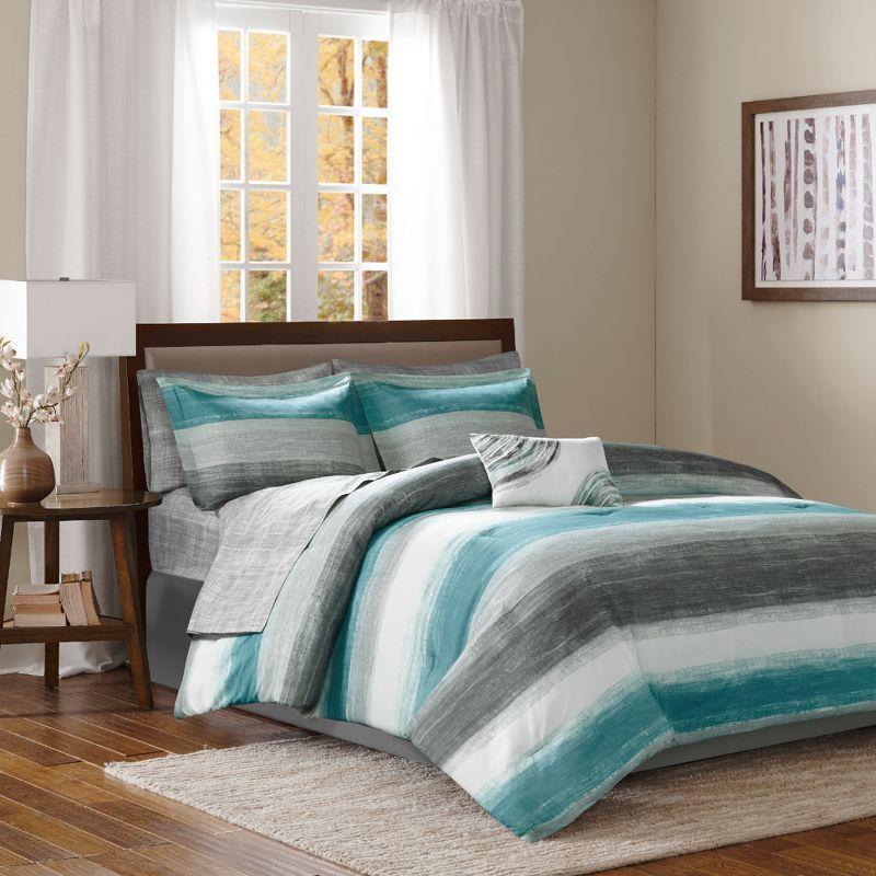 Saben Striped Comforter Set with Cotton Bed Sheets