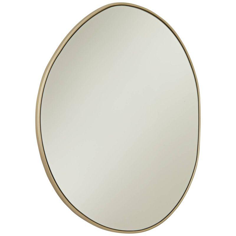 Possini Euro Design Rorschach Uneven Round Vanity Wall Mirror Modern Champagne Frame 30" Wide for Bathroom Bedroom Living Room Office Entryway House