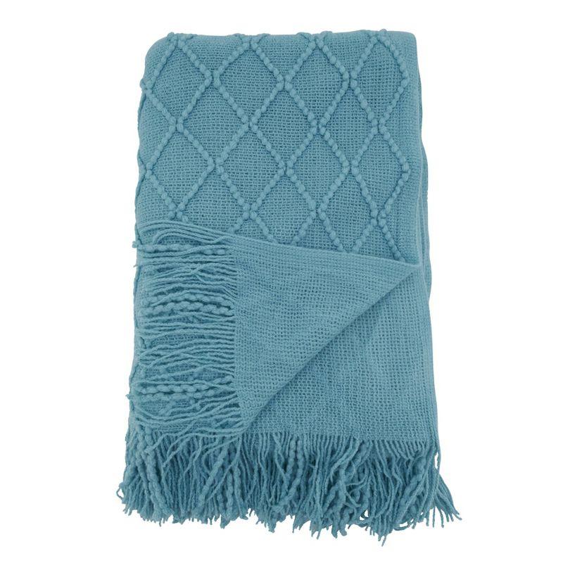 50"x60" Solid with Knitted Design Throw Blanket - Saro Lifestyle