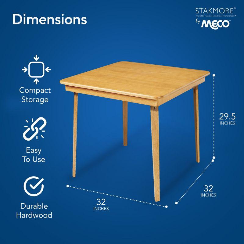 Oak Finish Solid Wood Folding Card Table, 32" Square