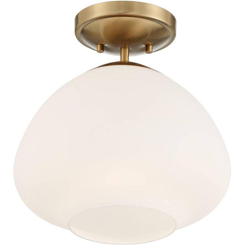 16'' Warm Brass Opal Glass Modern Semi-Flushmount Ceiling Light