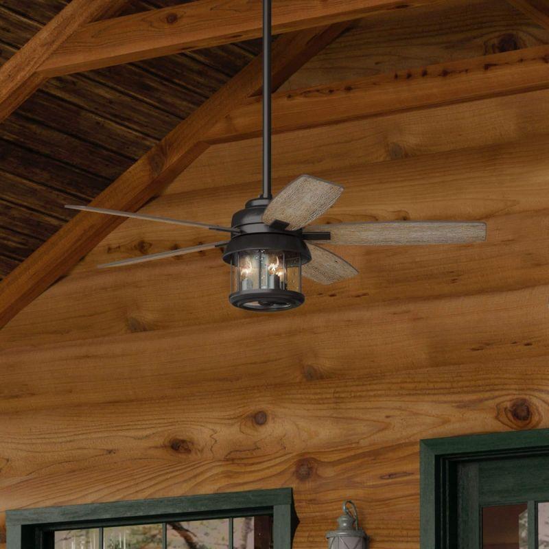 52" Noble Bronze Ceiling Fan with Seeded Glass Light