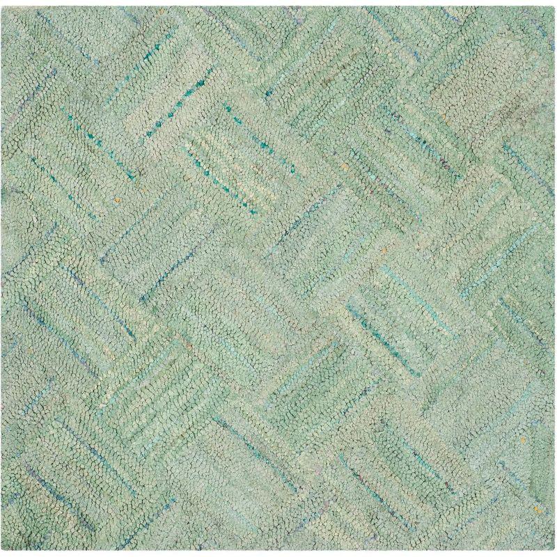 Nantucket Green and Multi Hand-Tufted Wool Square Rug