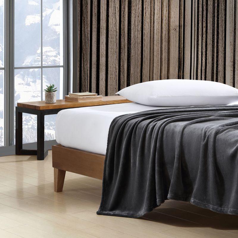 Eddie Bauer Ultra Soft Plush Solid Flannel - Blanket  Grey- Full/Queen