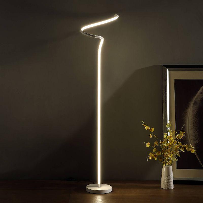 50.75" Modern Metal Spiral Floor Lamp (Includes LED Light Bulb) Silver - Ore International: Acrylic Shade, UL Listed, No Assembly Required