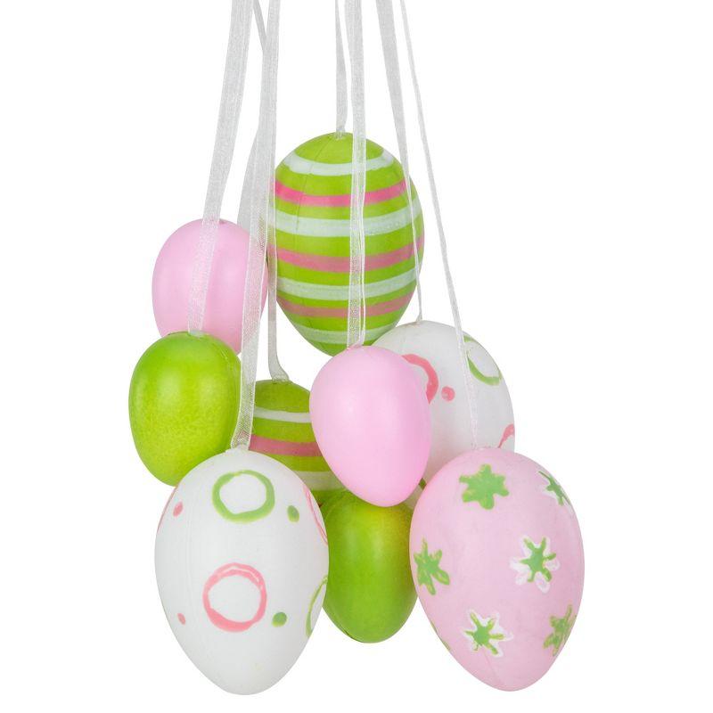 Northlight 17" Floral Striped Spring Easter Egg Cluster Hanging Decoration - White/Pink