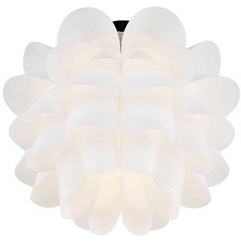 Possini Euro Design Modern Ceiling Light Semi Flush Mount Fixture 15 3/4" Wide White Flower for Bedroom Kitchen Living Room Hallway Bathroom House