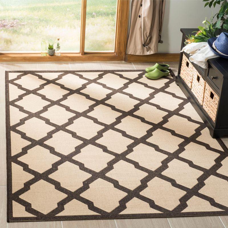 Cream & Brown Geometric Easy-Care Synthetic Area Rug, 8' x 10'