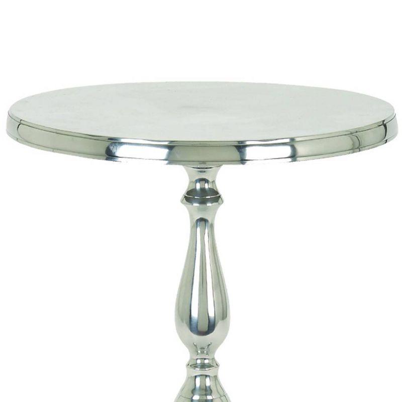 Aluminum Accent Table with Pedestal Base Silver - Benzara